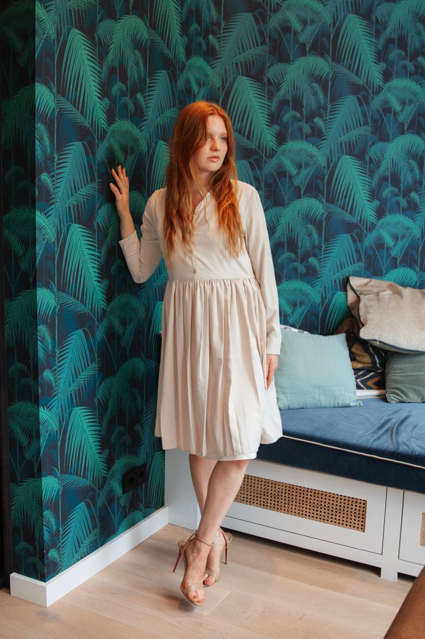 Midikleid VALERIE Creme zweiteilig