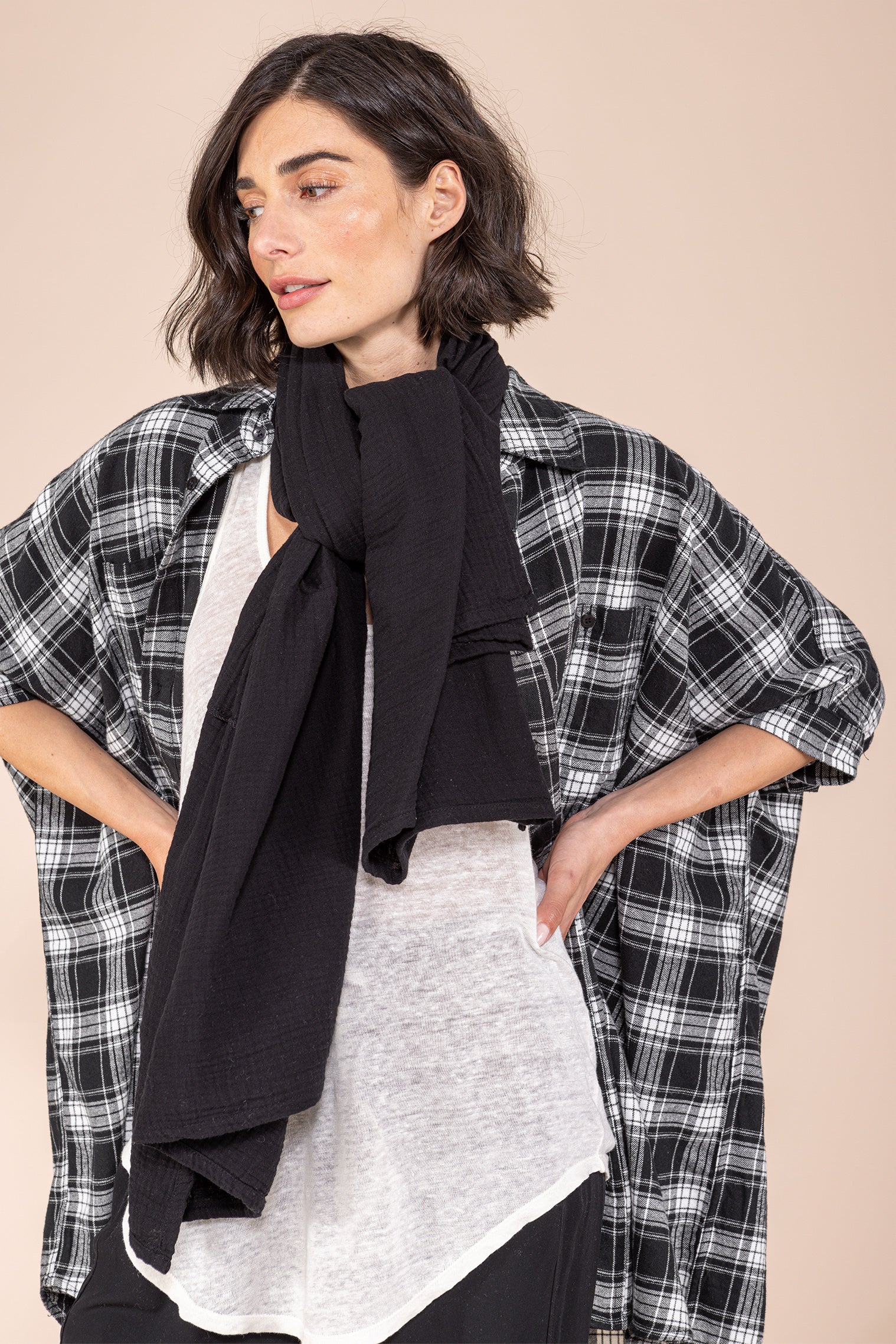 Oversized cotton check shirt JENNIFER