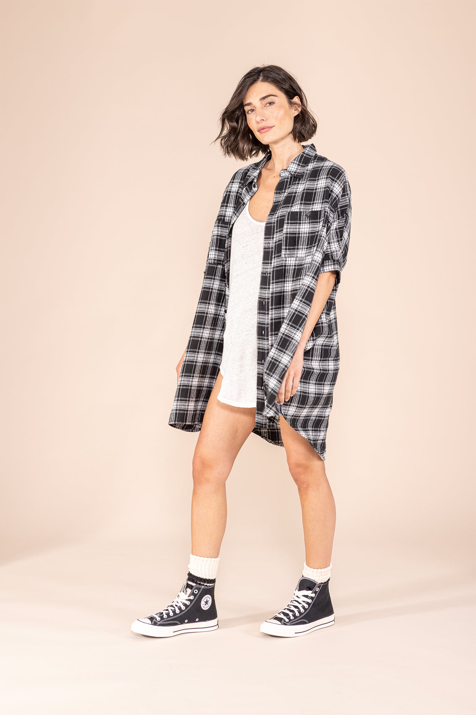Oversized cotton check shirt JENNIFER