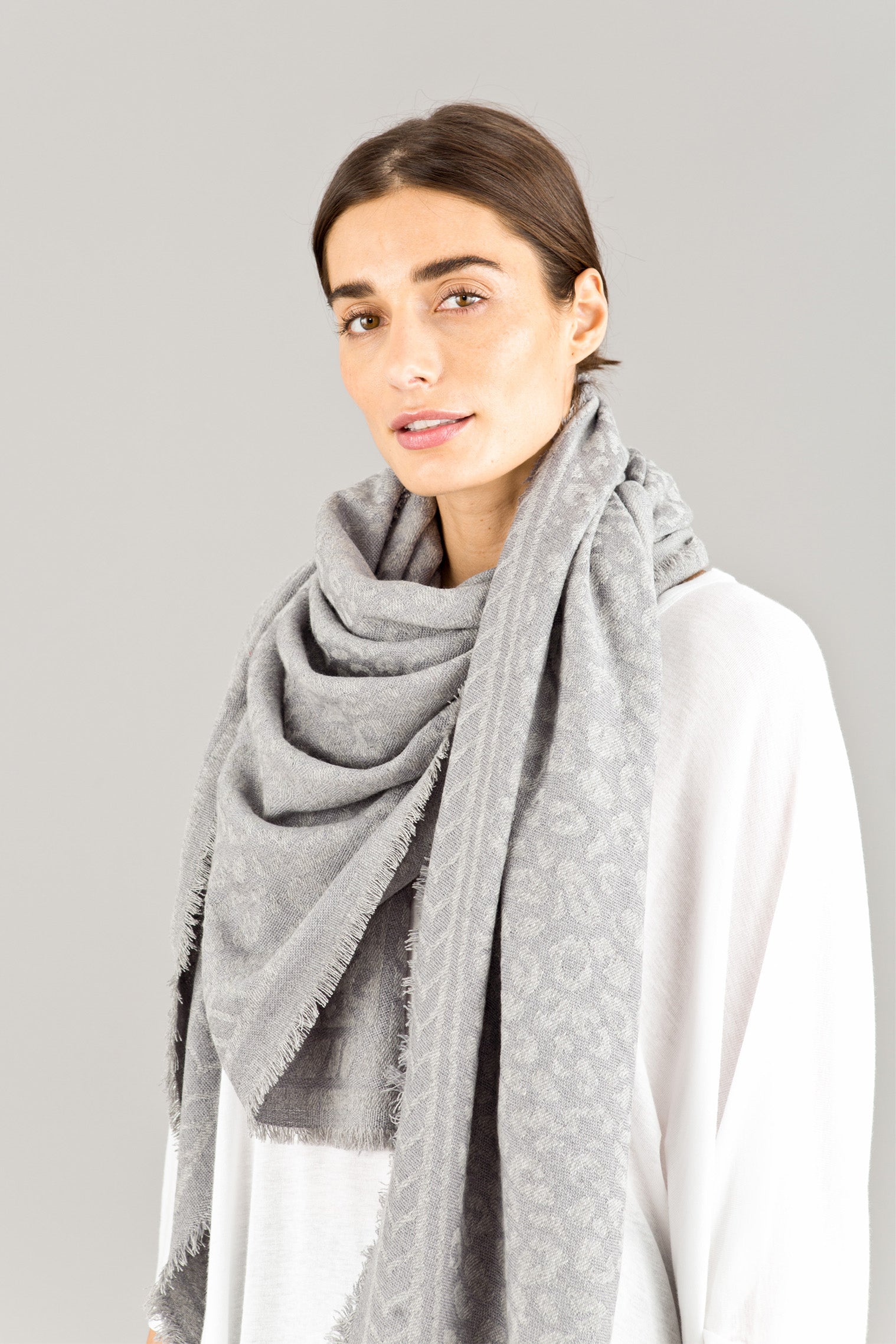 Animal Print Triangle Scarf Grey JONA