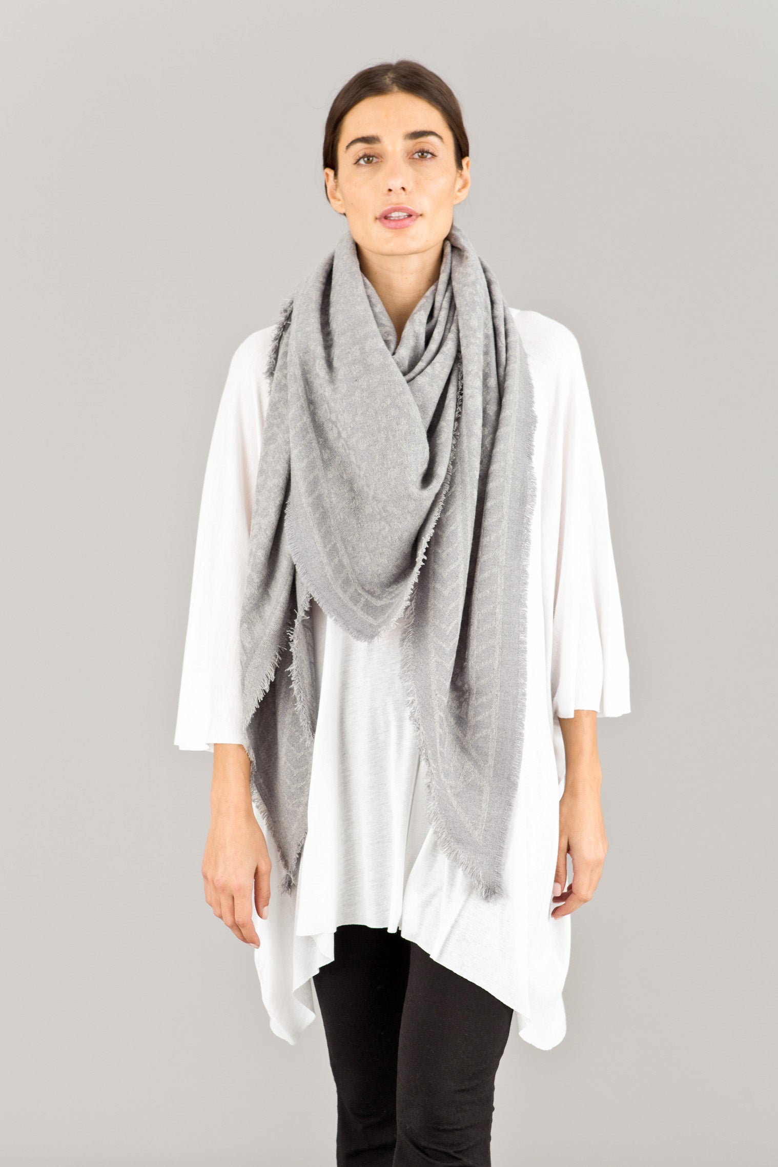 Animal Print Triangle Scarf Grey JONA