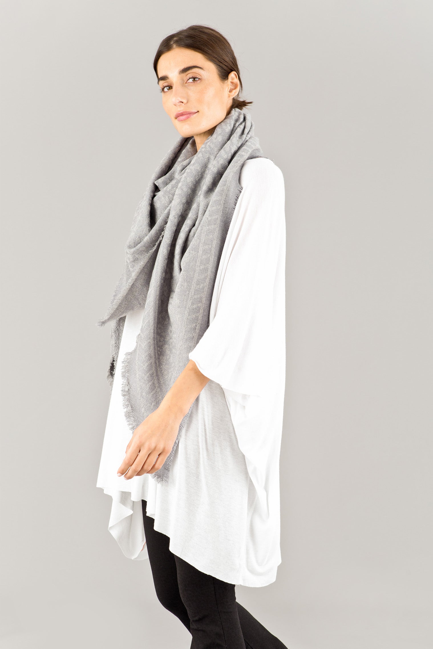 Animal Print Triangle Scarf Grey JONA