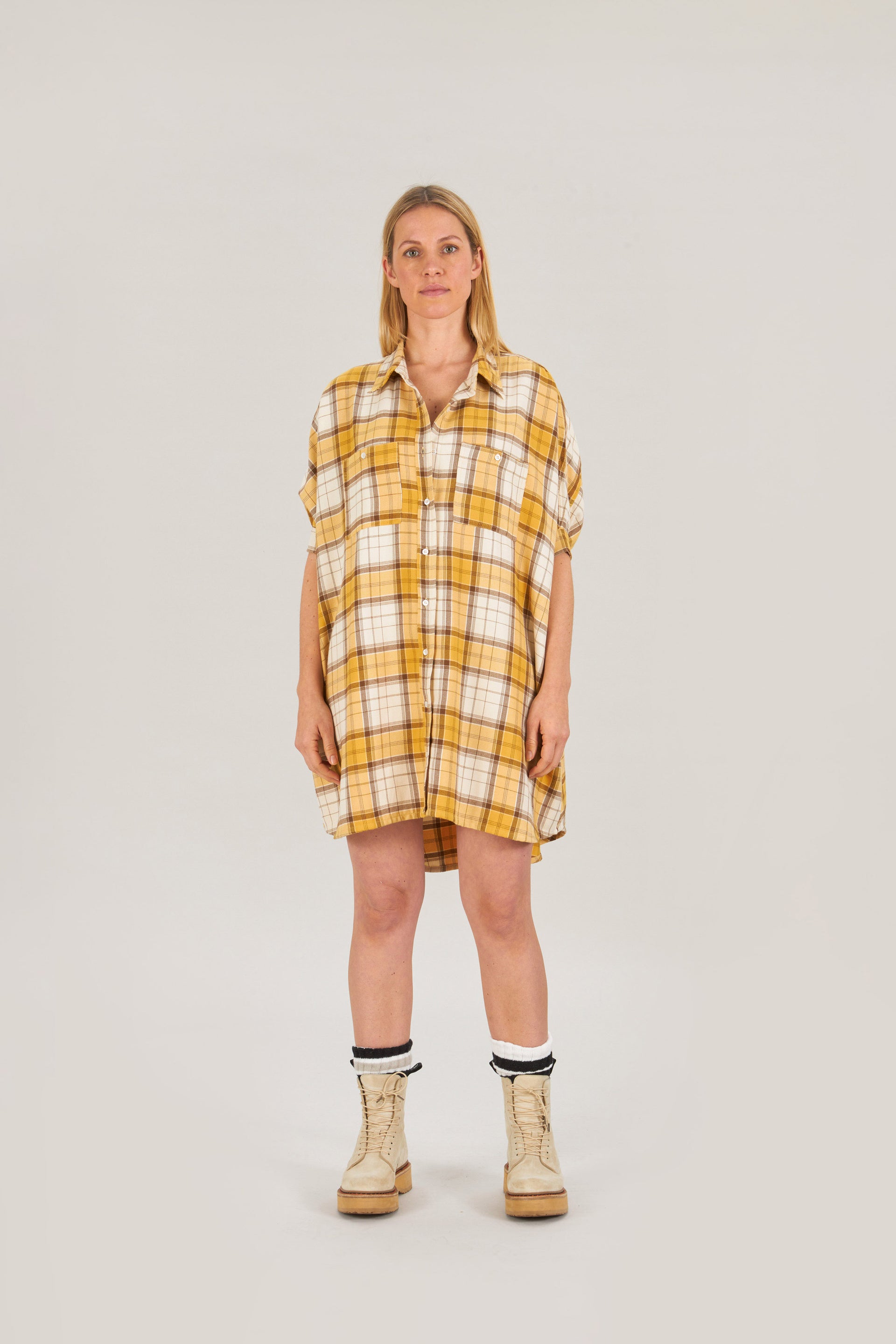 oversized Karohemd senfgelb JENNIFER