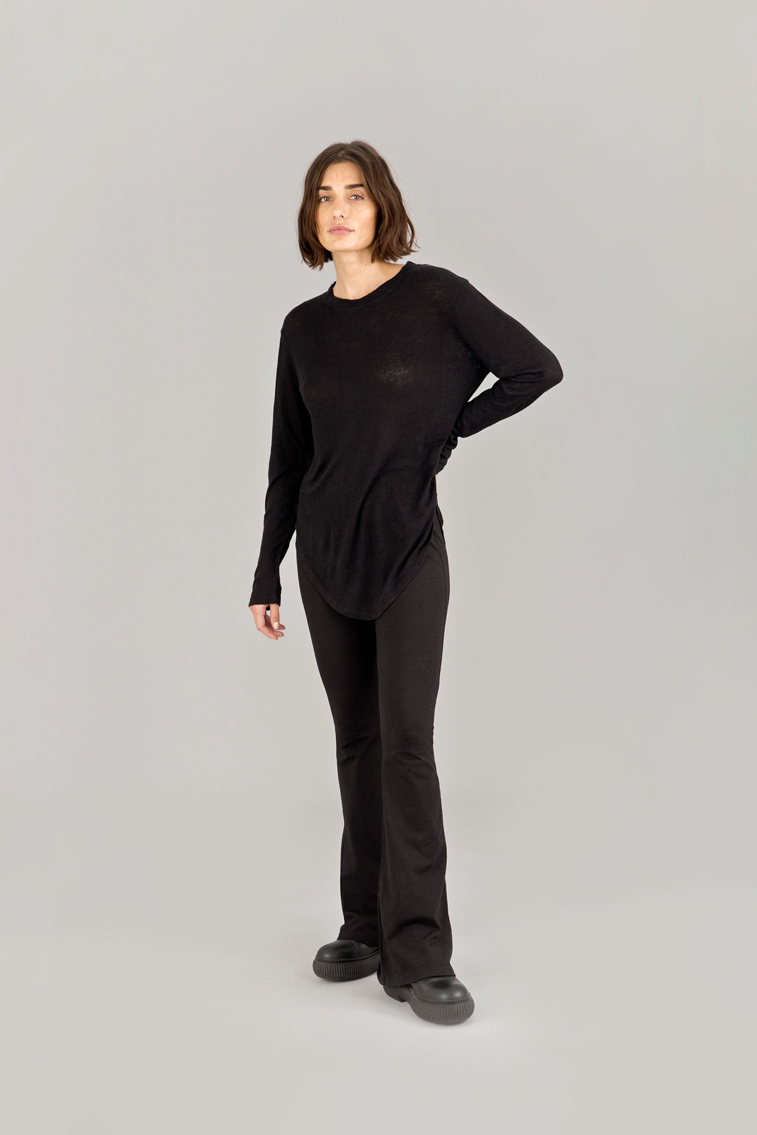 Black Long Sleeve Linen Shirt JANE