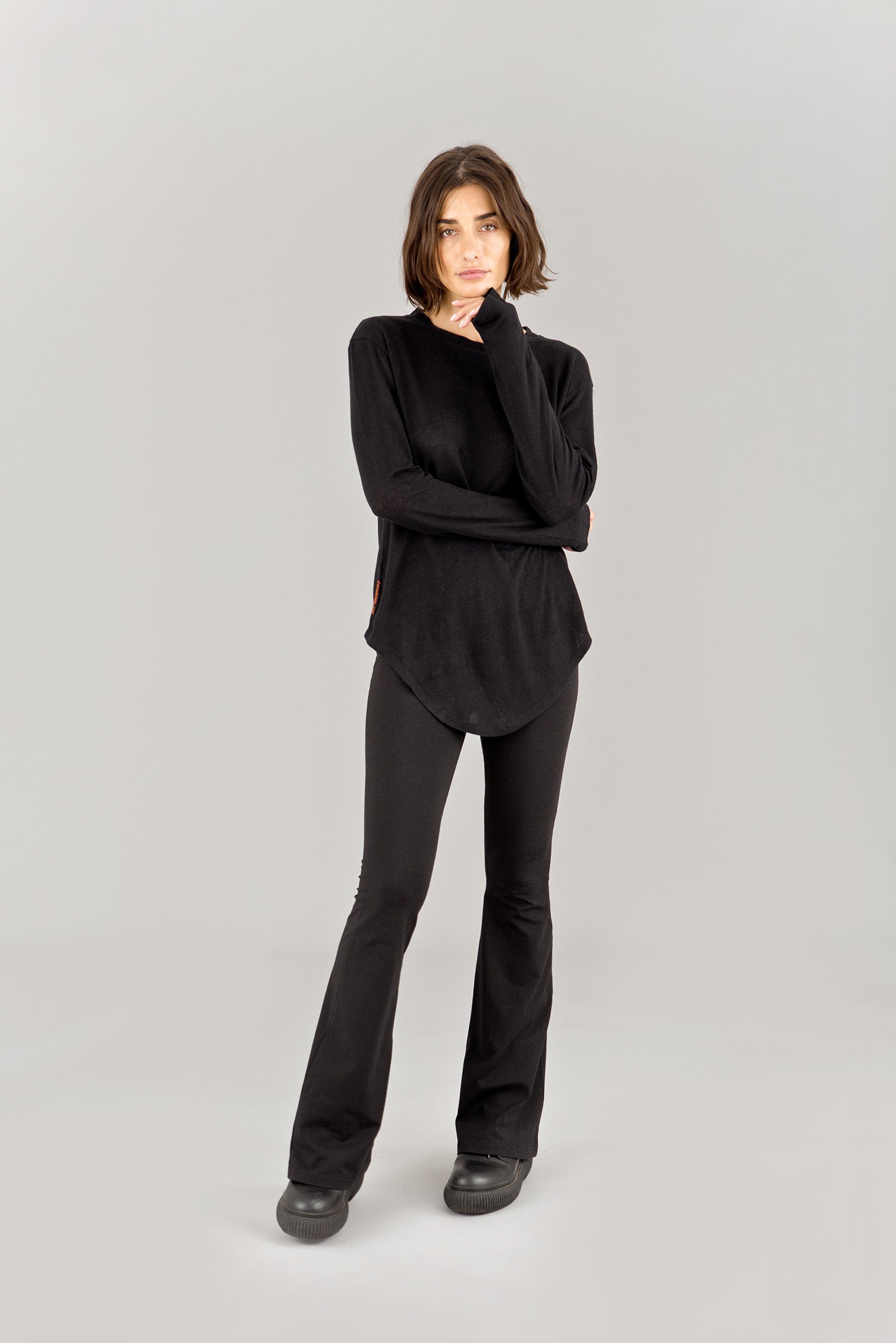 Black Long Sleeve Linen Shirt JANE