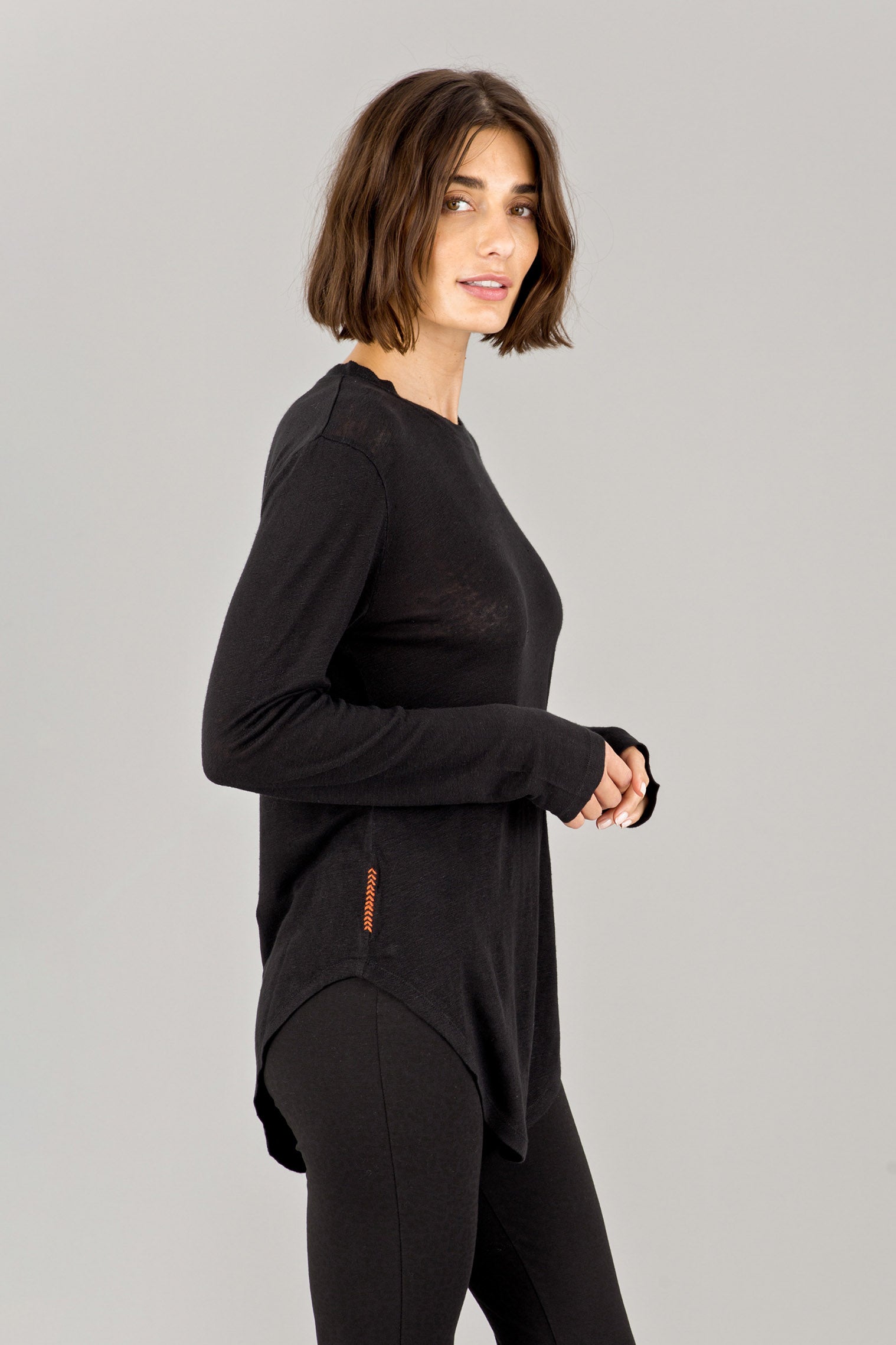 Black Long Sleeve Linen Shirt JANE